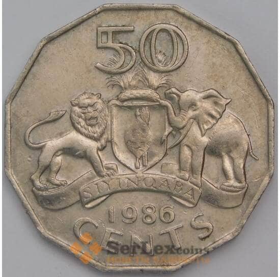 Свазиленд 50 центов 1986 КМ43 XF арт. 38967