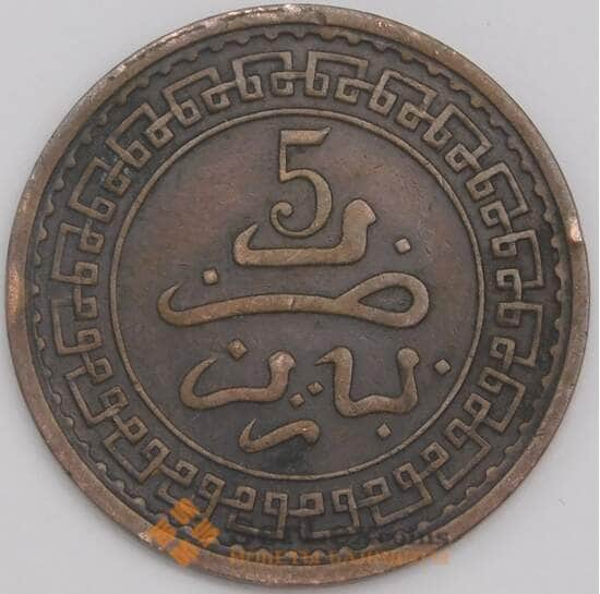 Марокко монета 5 мазун 1903 (1321) Y16 VF- арт. 43319