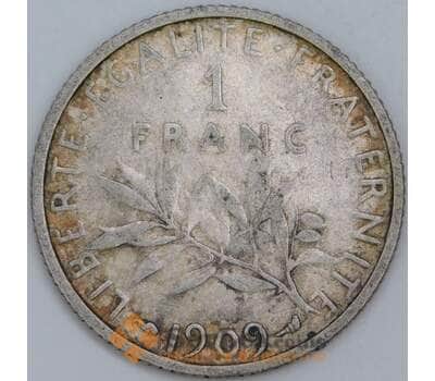 Франция 1 франк 1909 КМ844 VF арт. 57393