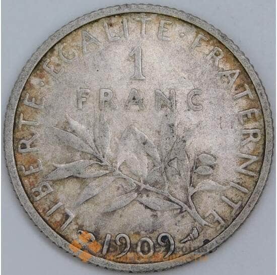 Франция 1 франк 1909 КМ844 VF арт. 57393