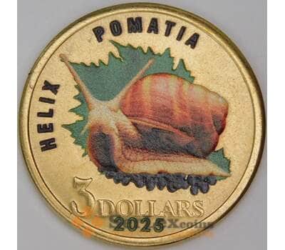 Малаита 3 доллара 2025 UNC Улитка арт. 54671