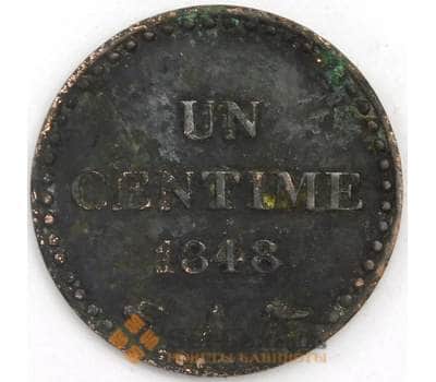 Франция монета 1 сантим 1848 КМ754 VG арт. 43339