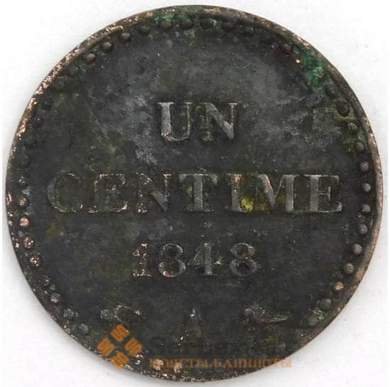 Франция монета 1 сантим 1848 КМ754 VG арт. 43339