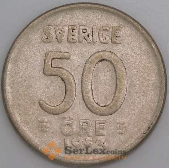 Швеция монета 50 эре 1953 КМ825 VF арт. 47169