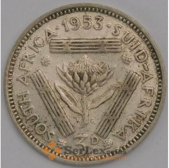 Южная Африка ЮАР монета 3 пенса 1953 КМ47 VF арт. 42133