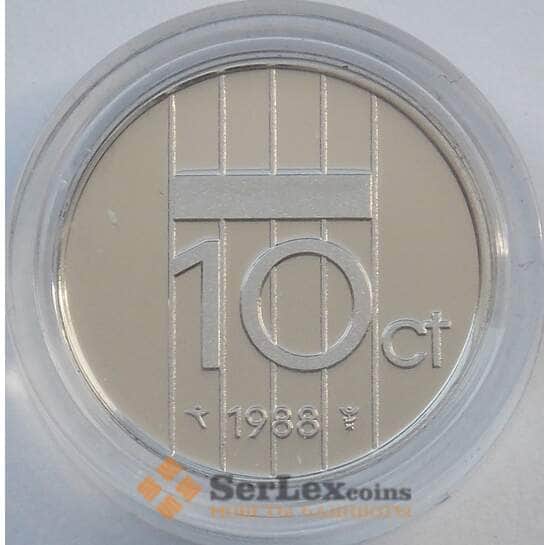 Нидерланды 10 центов 1988 КМ203 Proof (J05.19) арт. 17384