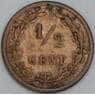 Нидерланды 1/2 цента 1891 КМ109 F арт. 56337