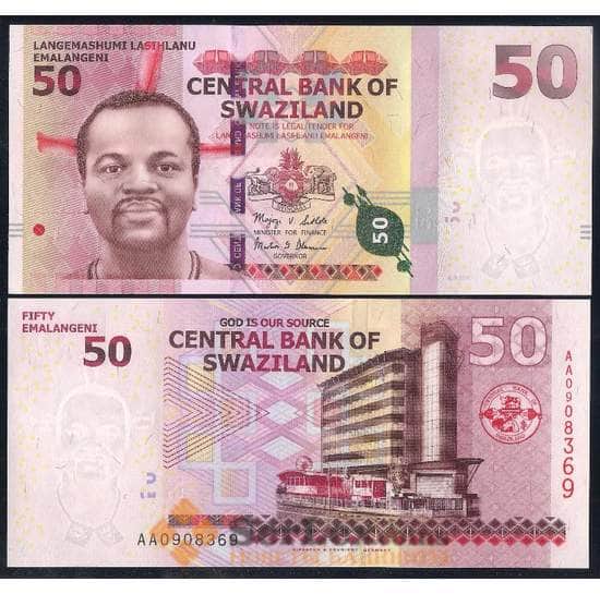 Свазиленд банкнота 50 эмалангени 2010 Р38 UNC  арт. 42478