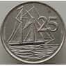 Каймановы острова 25 центов 1992-1996 aUNC КМ90а арт. 10066