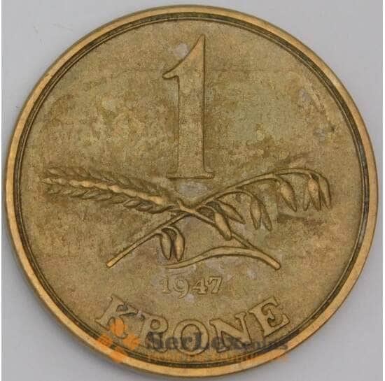 Дания монета 1 крона 1947 КМ835 XF арт. 43961