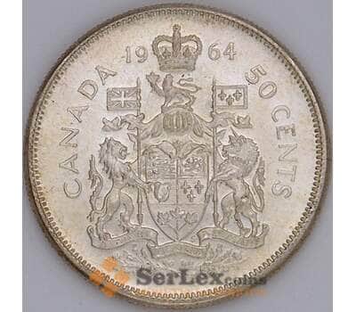 Монета Канада 50 центов 1964 КМ56 UNC Серебро арт. 17617