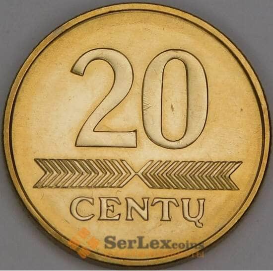 Литва 20 центов 2008 КМ107 UNC арт. 53343