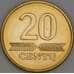 Литва 20 центов 2008 КМ107 UNC арт. 53343