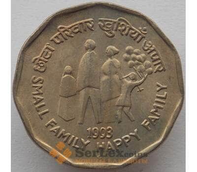 Монета Индия 2 рупии 1997 КМ124 UNC Небольшая семья (J05.19) арт. 15247