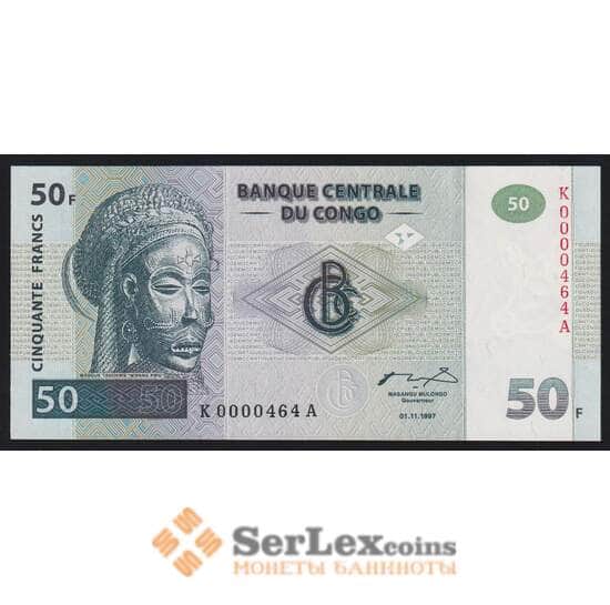 Конго 50 франков 1997 Р89 UNC низкий номер арт. 52814