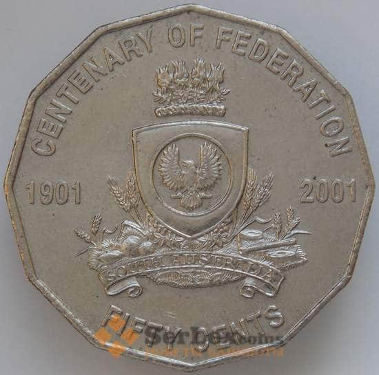 Австралия 50 центов 2001 КМ561 XF 100 лет Федерации Южная Австралия (J05.19) арт. 17186