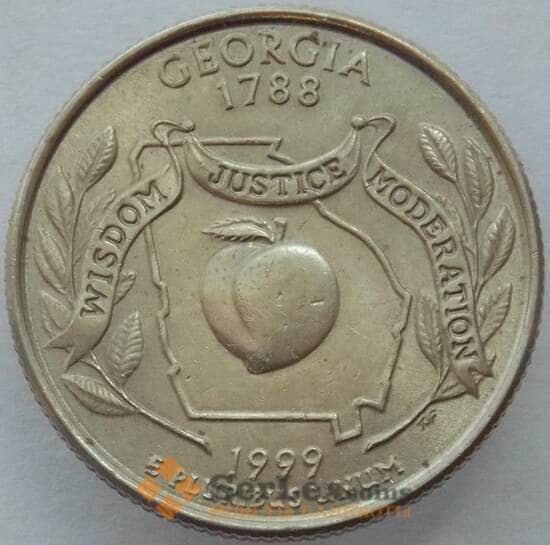 США 25 центов 1999 P КМ296 aUNC Джорджия арт. 15424