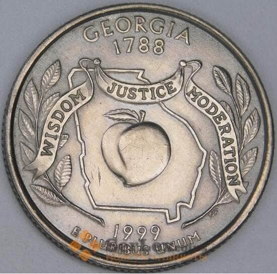 США 25 центов 1999 P КМ296 aUNC Джорджия арт. 15424