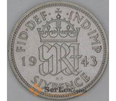 Великобритания 6 пенсов 1943 КМ852 XF арт. 53737