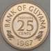 Монета Гайана 25 центов 1967 КМ34 Proof (n17.19) арт. 20002