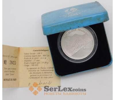 Монета Франция 100 франков 1989 КМ971 Proof Альбервиль 1992 Горнолыжный спорт арт. 30690