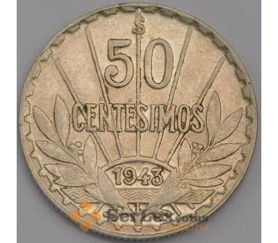 Монета Уругвай 50 сентесимо 1943 КМ31 XF арт. 40474