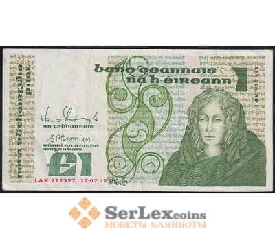 Ирландия банкнота 1 фунт 1989 Р70d VF арт. 48317