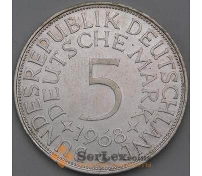Монета Германия 5 марок 1968 G КМ112 BU арт. 29179