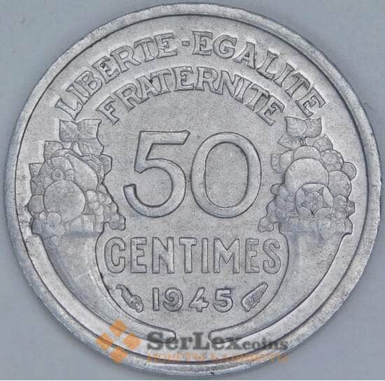 Франция 50 сантимов 1945 КМ894а XF арт. 56909