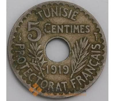 Тунис монета 5 сантимов 1919 KM242 VF арт. 45934