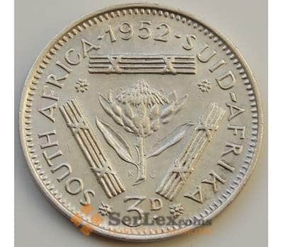 Монета Южная Африка ЮАР 3 пенса 1952 КМ35.2 aUNC арт. 8324