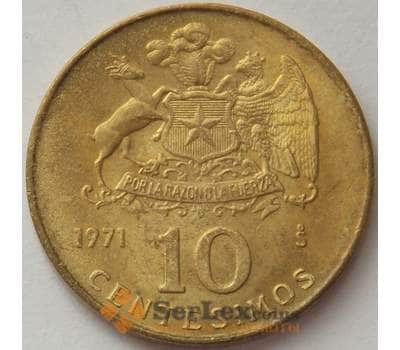 Монета Чили 10 сентесимо 1971 КМ194 UNC (J05.19) арт. 17036