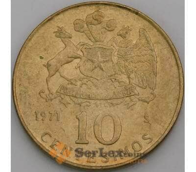 Монета Чили 10 сентесимо 1971 КМ194 UNC арт. 17036