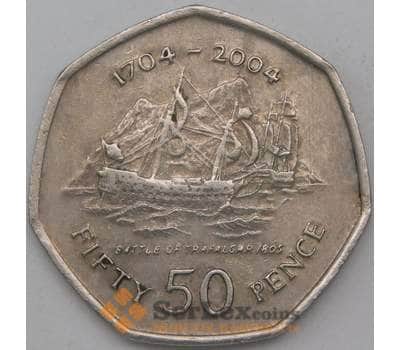 Монета Гибралтар 50 пенсов 2004 КМ1050 Корабль VF арт. 28318