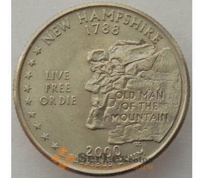 Монета США 25 центов 2002 P КМ308 aUNC Нью Гемпшир арт. 15445