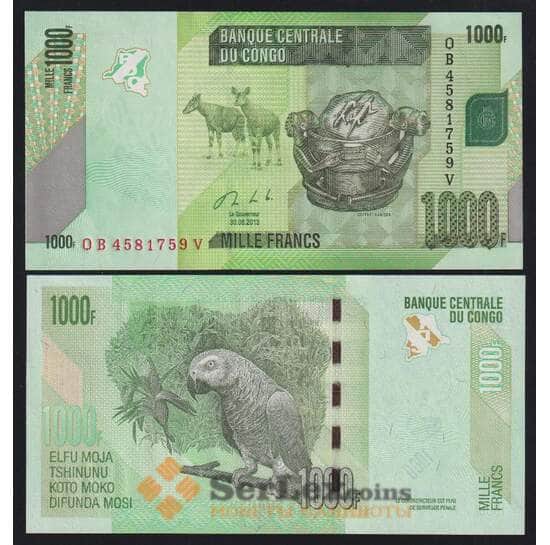 Конго 1000 франков 2013 Р101b UNC арт. 52416