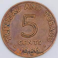 Тринидад и Тобаго 5 центов 1966 КМ2 XF арт. 57544 Тринидад и Тобаго 5 центов 1966 КМ2 XF арт. 57544