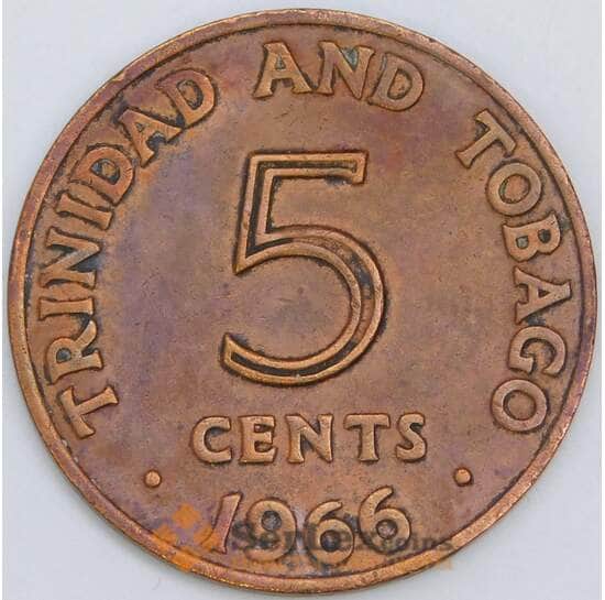 Тринидад и Тобаго 5 центов 1966 КМ2 XF арт. 57544