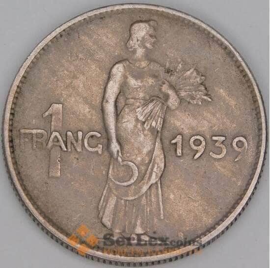Люксембург 1 франк 1939 КМ44 XF  арт. 39223