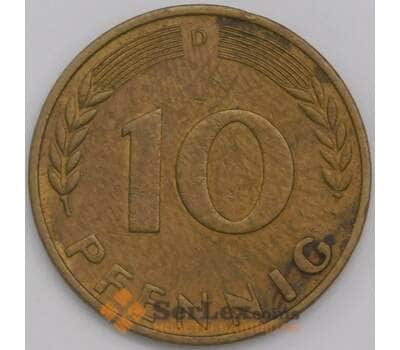 Германия монета 10 пфеннигов 1950 D КМ108 VF арт. 43234