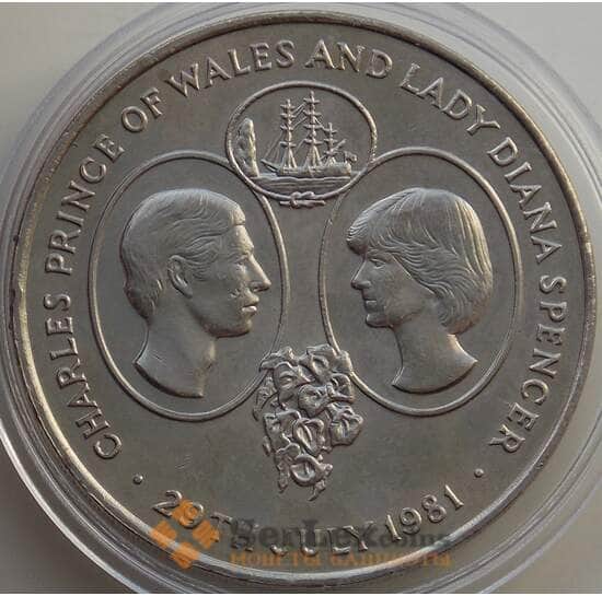 Остров Святой Елены 25 пенсов 1981 КМ9 AU Свадьба Дианы арт. 13830