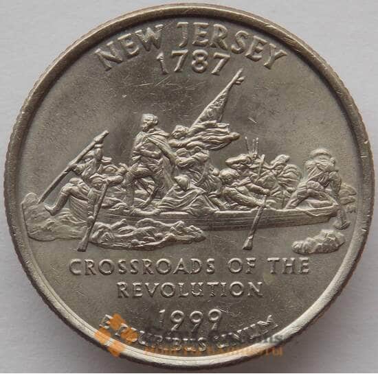 США 25 центов 1999 P КМ295 aUNC Нью-Джерси арт. 15440