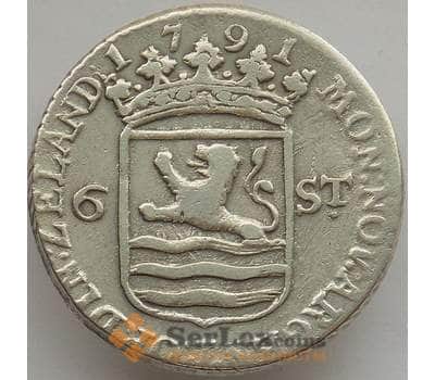 Монета Нидерланды 6 стиверов 1791 KM90.2 XF Зеландия Корабль арт. 12787