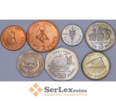Гибралтар набор монет 1, 2, 5,10,20,50 пенсов 1 фунт 2004 UNC  арт. 57138