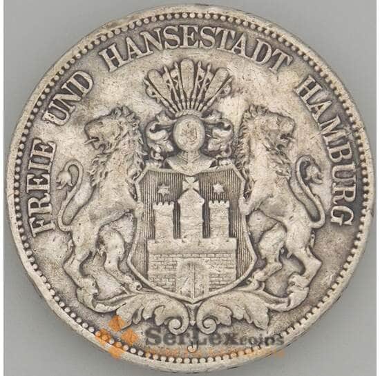Германия Гамбург 5 марки 1875 КМ598 VF (МЮ) арт. 18561