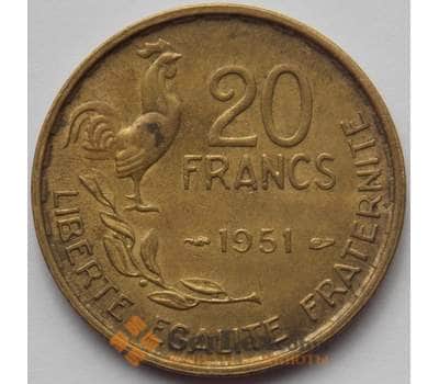 Монета Франция 20 франков 1951 КМ917 XF (J05.19) арт. 17079