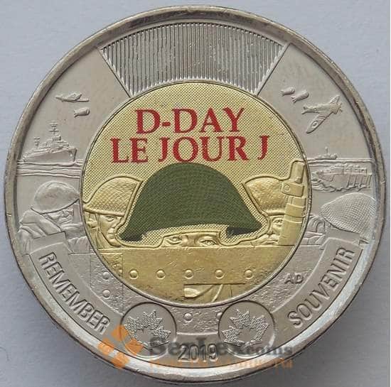 Канада монета 2 доллара 2019 D-Day UNC цветная арт. 16752