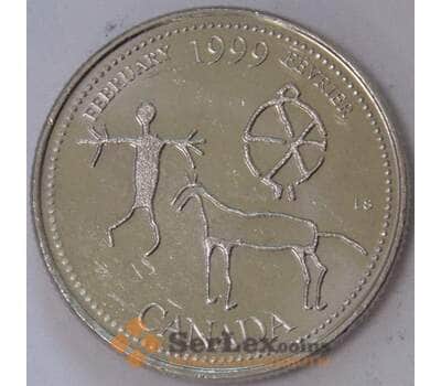 Монета Канада 25 центов 1999 КМ343 aUNC Февраль серия Миллениум (J05.19) арт. 17756