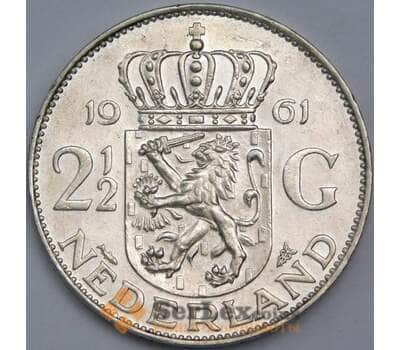 Монета Нидерланды 2 1/2 гульдена 1961 КМ185 UNC  арт. 40288