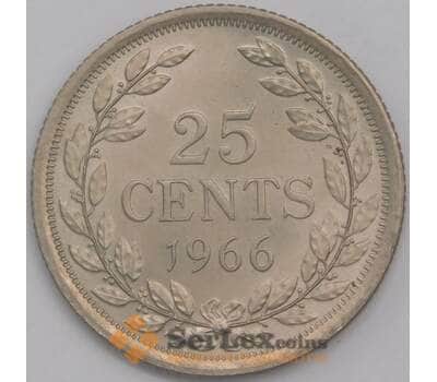Либерия монета 25 центов 1966 КМ16а.1 BU арт. 42727
